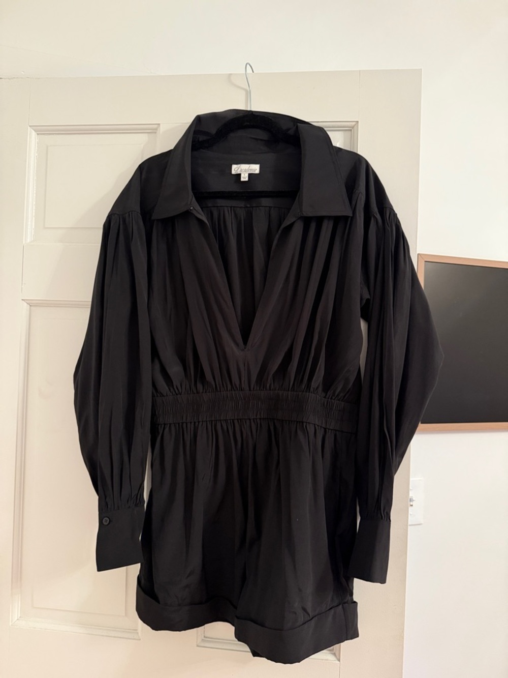 L'Academie Black Deep-V Romper